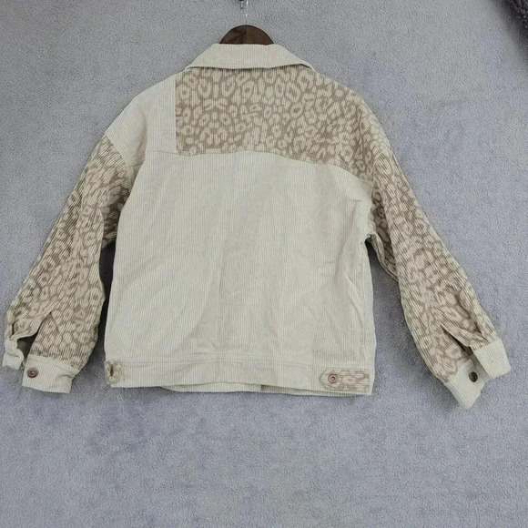 Loveriche Womens M Linen Blend Patchwork Corduroy & Leopard Print Jacket  4PT - Picture 2 of 6